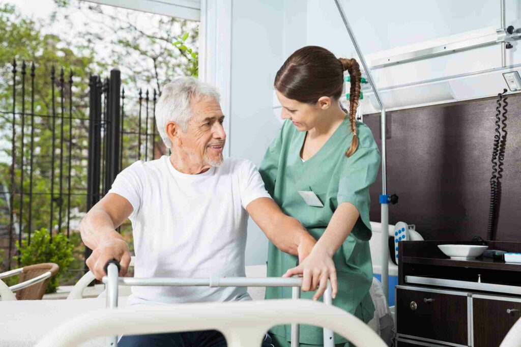 Nurse In Using Walker